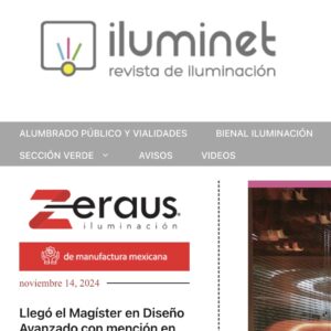 Nueva mención en Iluminación es destacada por la revista especializada ILUMINET